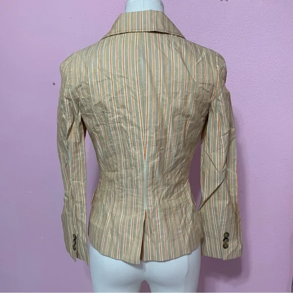 VTG 90s/Y2K bebe Beige & Orange Striped Button-Up Blazer Size 0 - Picture 2 of 12